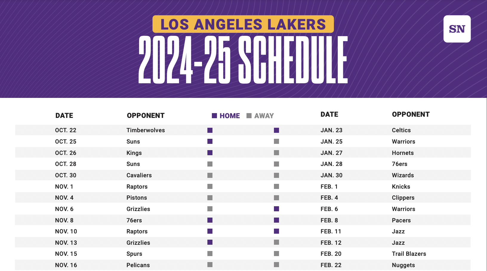 Get your Lakers schedule printable! Easy, free, and always up-to-date!