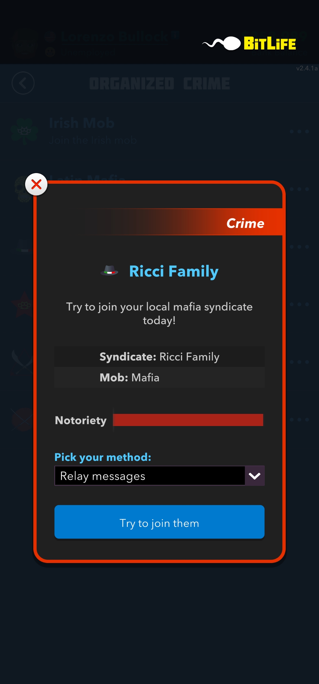 Mafia Options in BitLife: How to Become a Mob Boss?