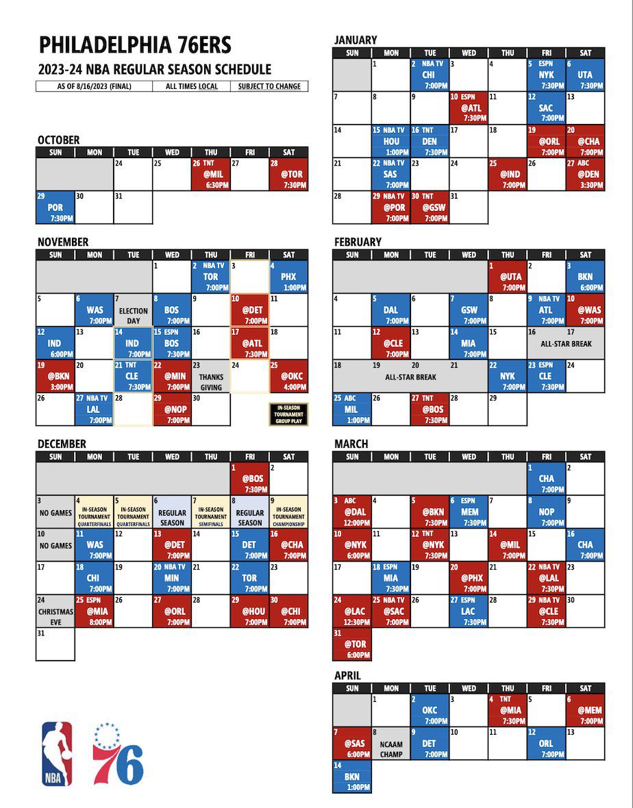 Philadelphia 76ers Schedule Printable: Dont Miss a Game - Download Now!