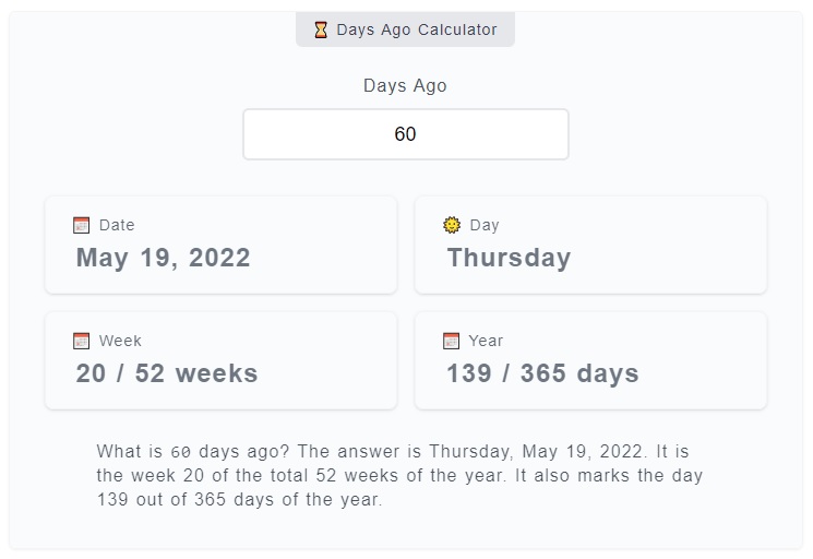 What was 12 days ago? We can tell you the exact date and day so fast.