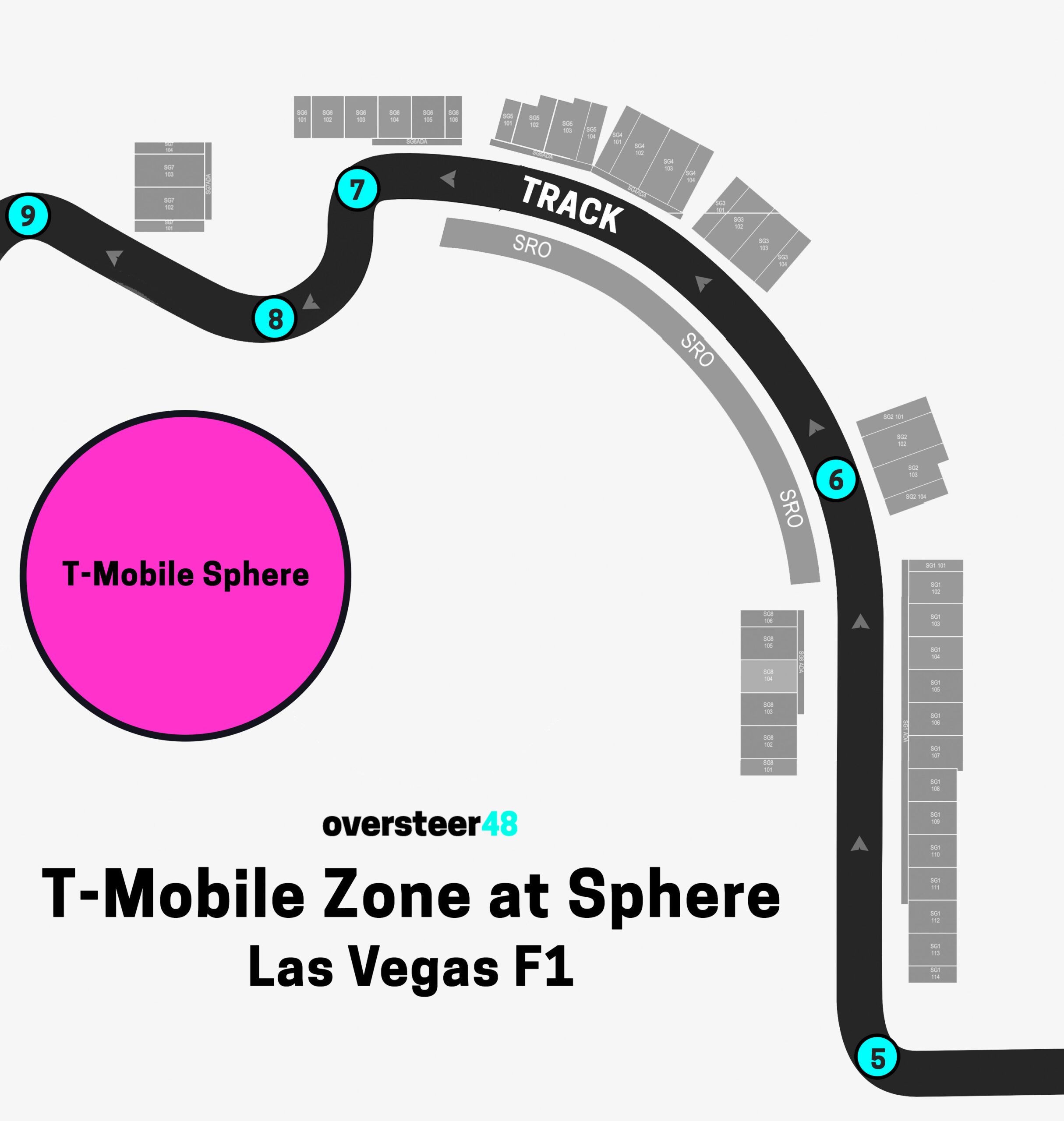A Clear Guide to the F1 Las Vegas Seating Map (see what different viewing areas can offer you).