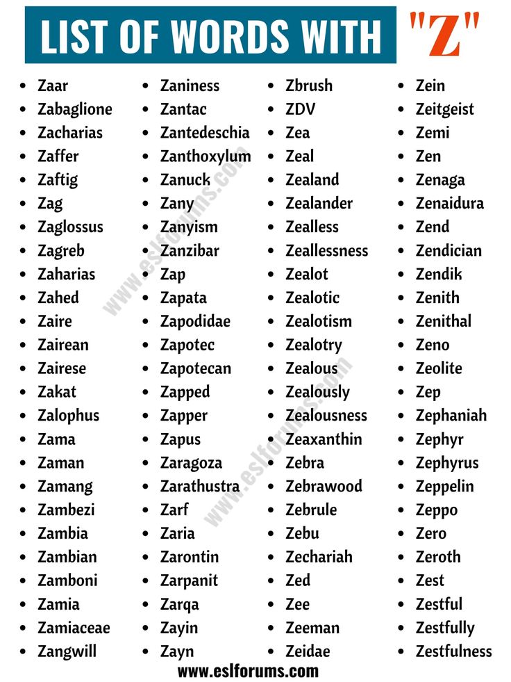 Words with za sound? Discover 30 English terms and meanings!