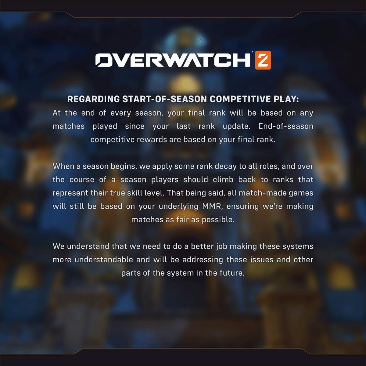 What happens when do u get a rank reset in ow2 compared to past seasons